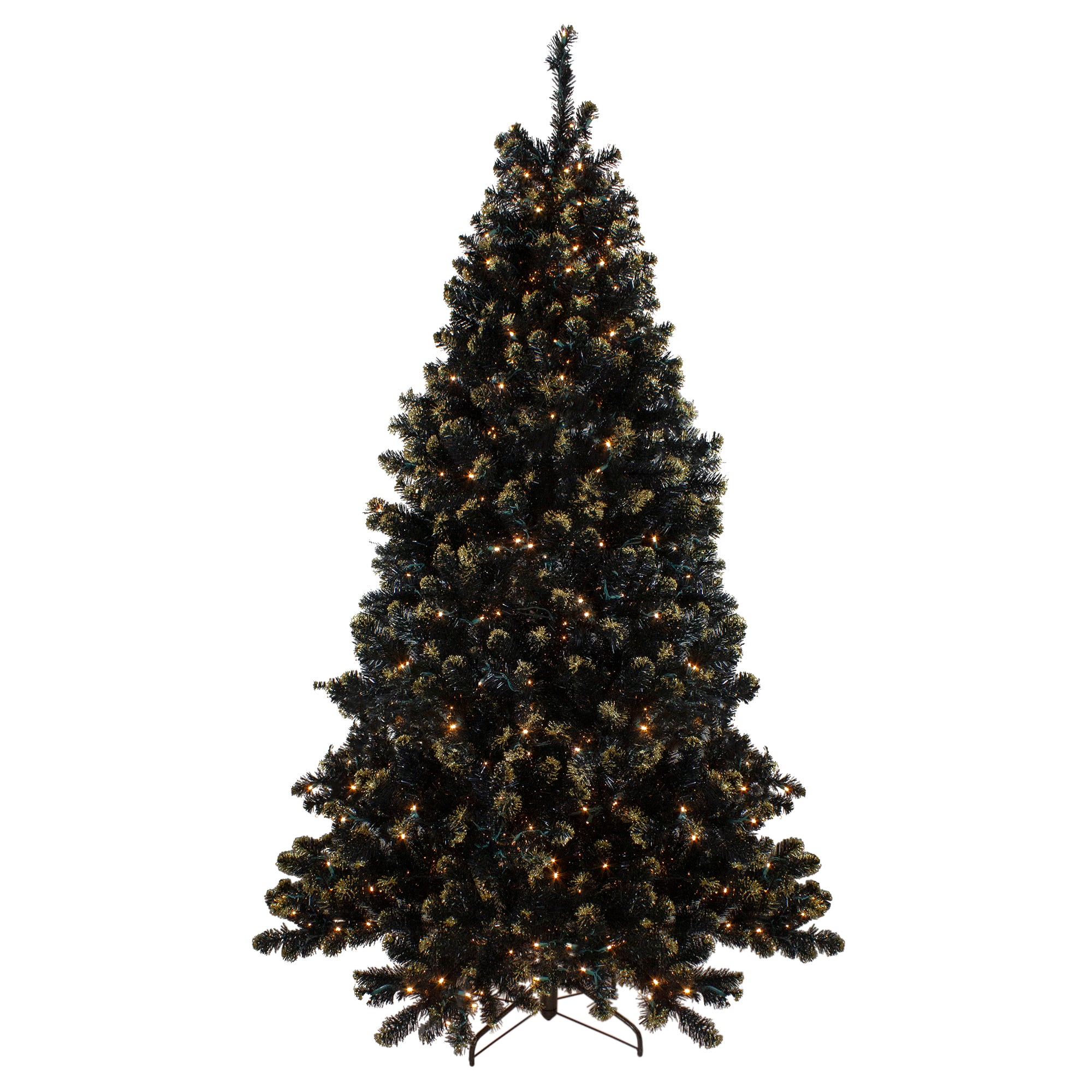 7.5ft. Pre-Lit Crystal Pine with Gold Glitter Artificial Christmas Tree, Clear LED Lights
